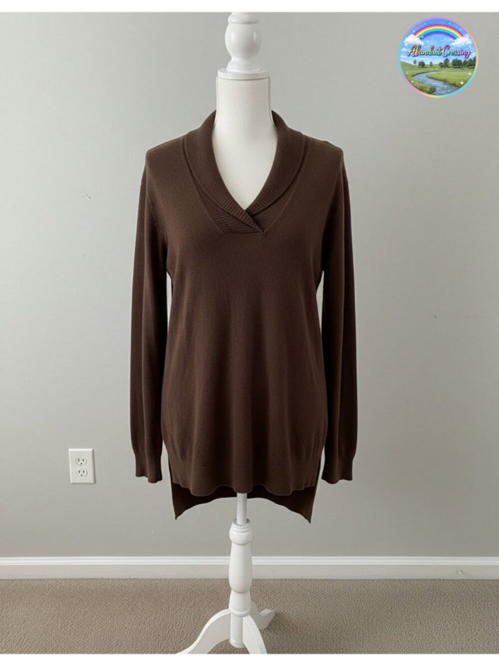 Womens V Neck Long Sleeve Knit Pullover Sweater Collared Soft Warm